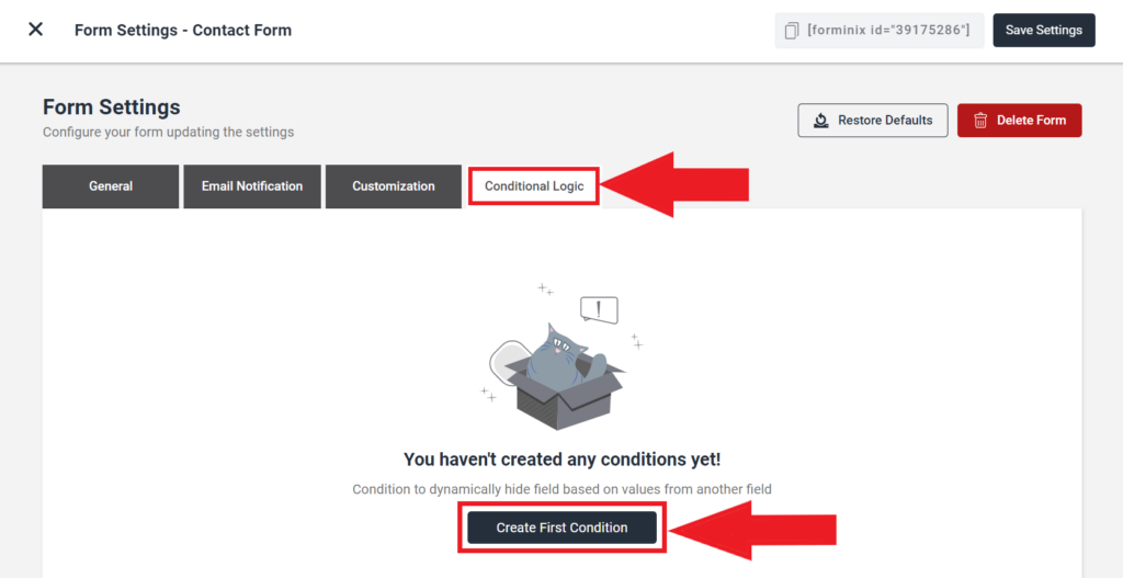 Conditional Logic Tab.