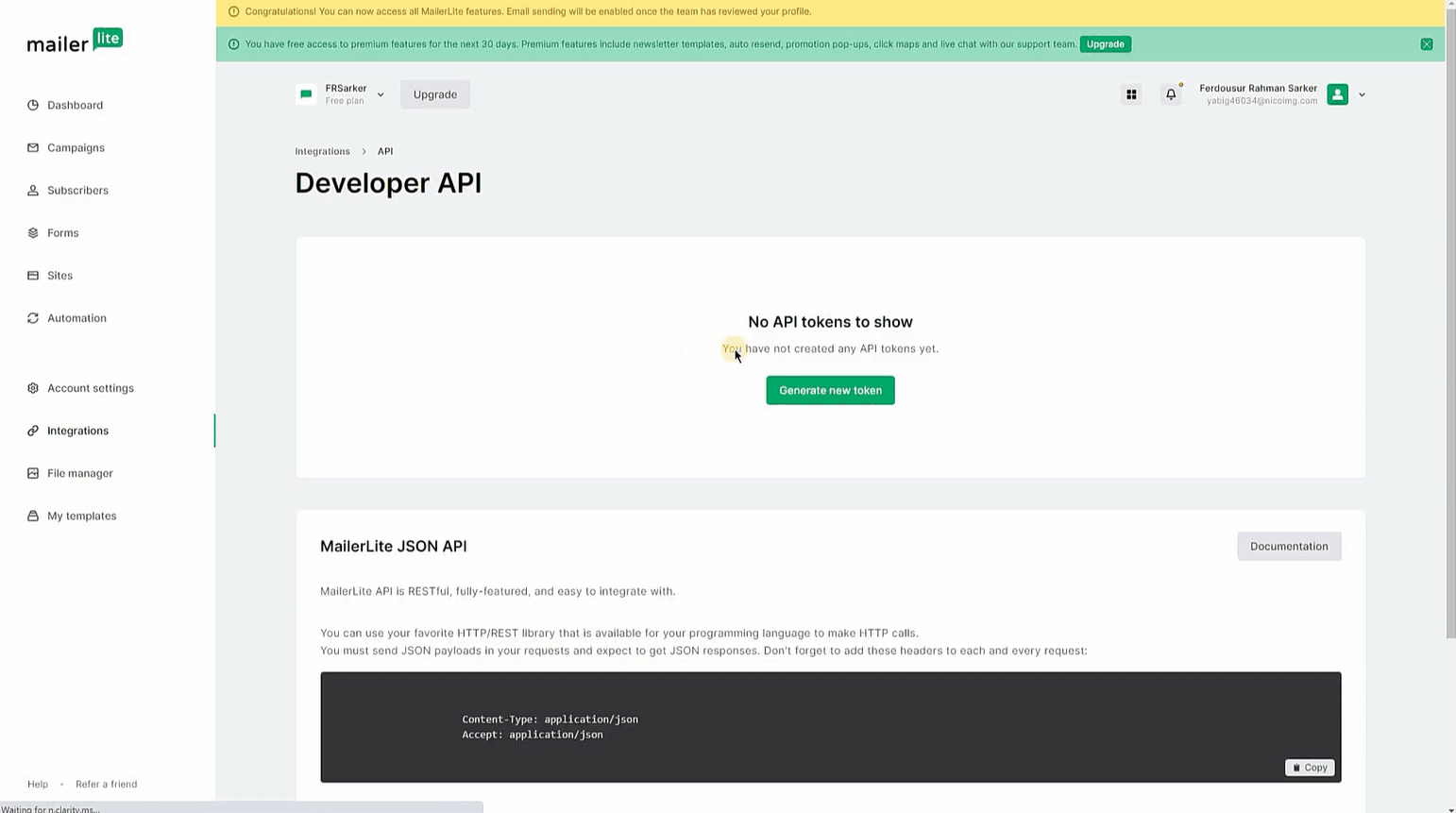 Generating API to Connect MailerLite with WordPress Form.
