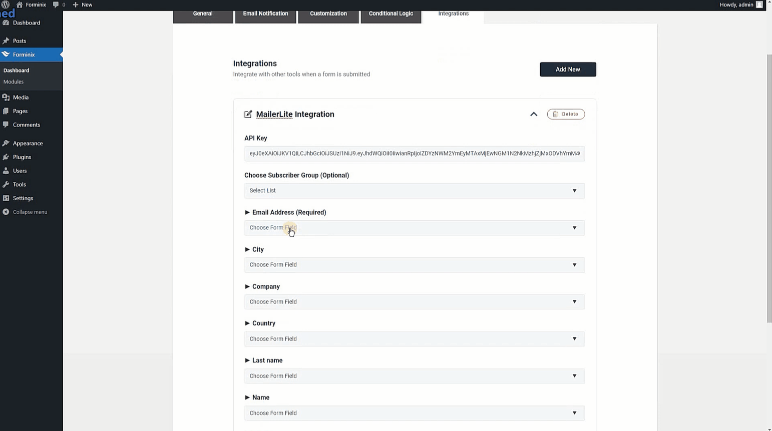 Save all settings to complete WordPress MailerLite Integration setup.